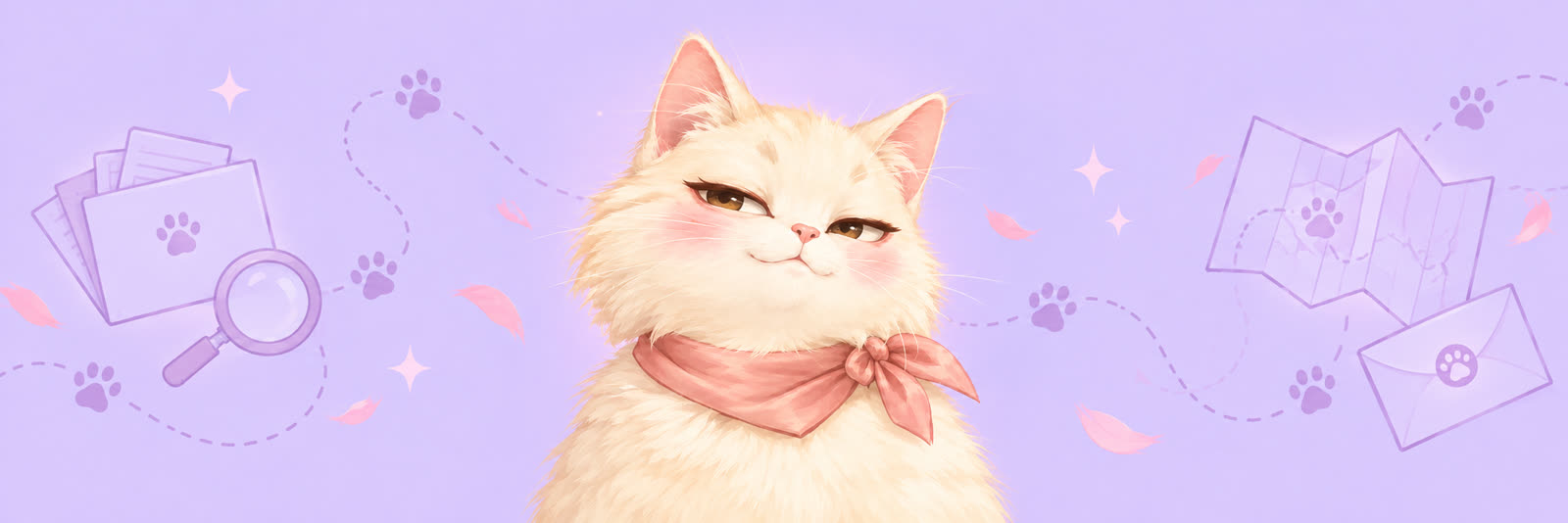 Meowgent, a cream-coloured cat in a pink scarf